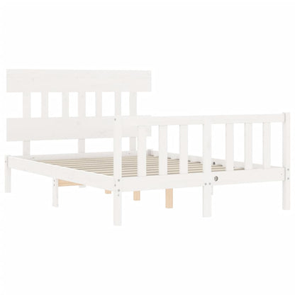 Estrutura de cama com cabeceira 140x200cm madeira maciça branco