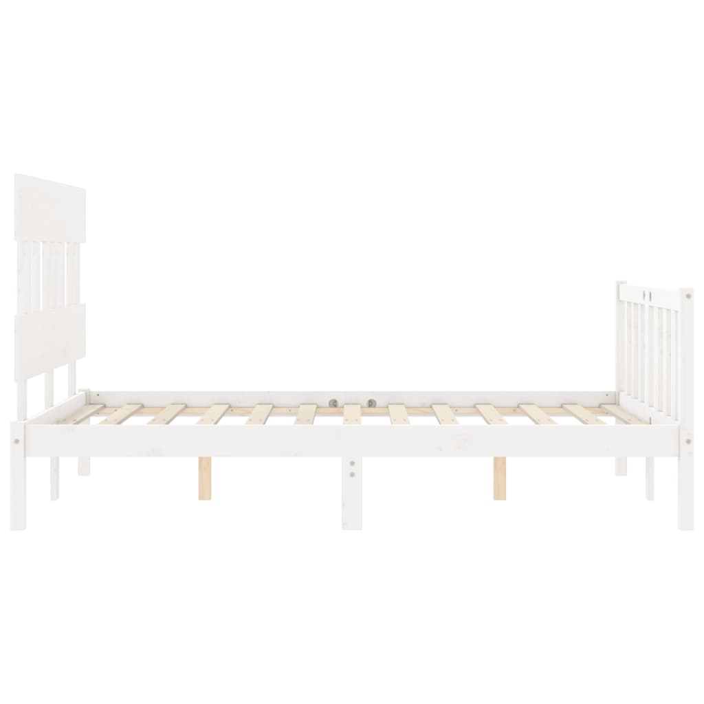 Estrutura de cama com cabeceira 140x200cm madeira maciça branco