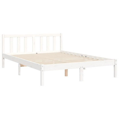 Estrutura de cama com cabeceira 140x200cm madeira maciça branco