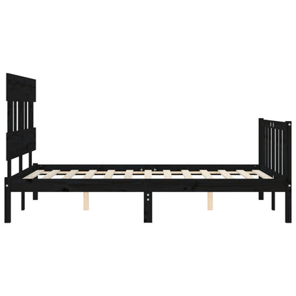 Estrutura de cama com cabeceira 140x200 cm madeira maciça preto