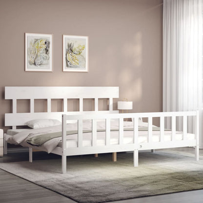 Estrutura cama Super King Size c/ cabeceira madeira branco