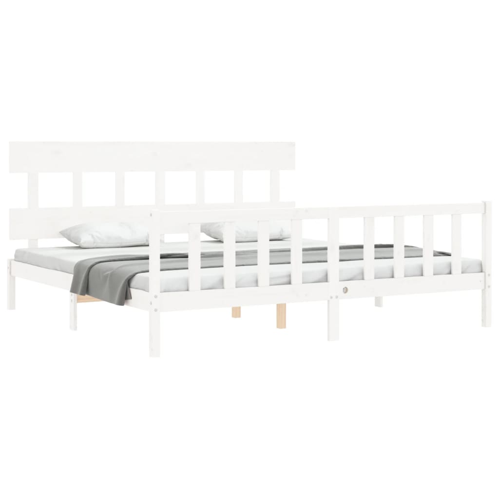 Estrutura cama Super King Size c/ cabeceira madeira branco