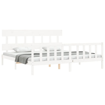 Estrutura cama Super King Size c/ cabeceira madeira branco