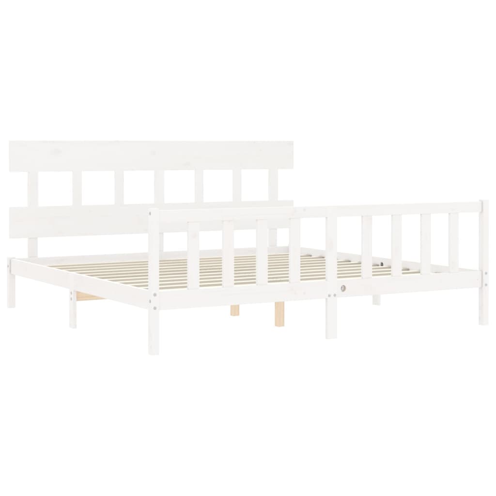 Estrutura cama Super King Size c/ cabeceira madeira branco