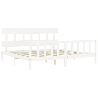 Estrutura cama Super King Size c/ cabeceira madeira branco