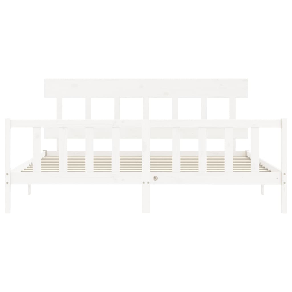 Estrutura cama Super King Size c/ cabeceira madeira branco