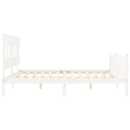 Estrutura cama Super King Size c/ cabeceira madeira branco