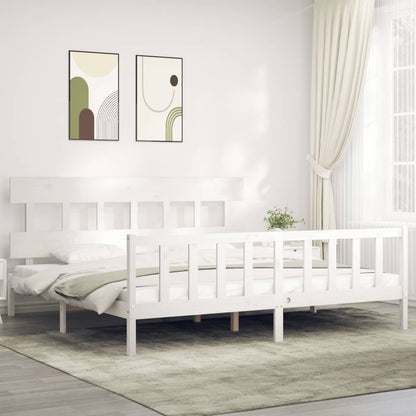 Estrutura cama Super King Size c/ cabeceira madeira branco