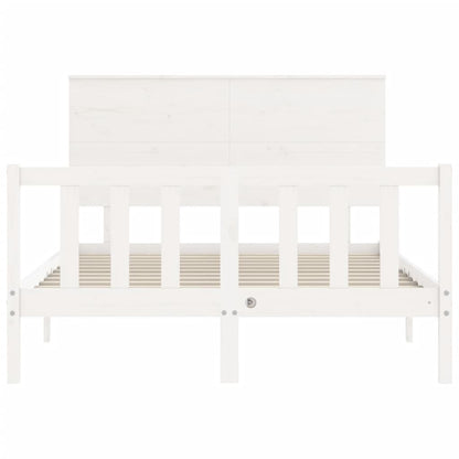 Estrutura de cama com cabeceira 140x190cm madeira maciça branco