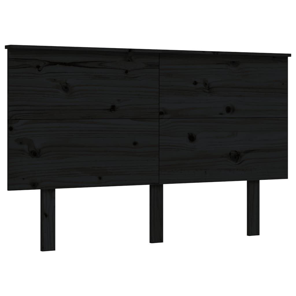 Estrutura de cama com cabeceira 140x190 cm madeira maciça preto