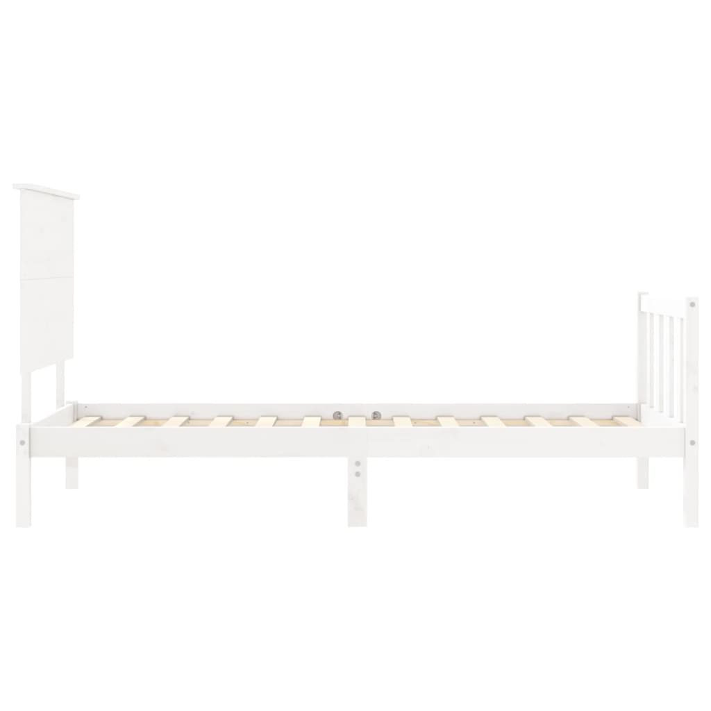 Estrutura de cama com cabeceira 100x200cm madeira maciça branco