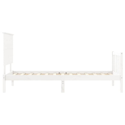 Estrutura de cama com cabeceira 100x200cm madeira maciça branco