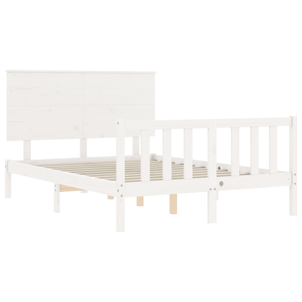 Estrutura de cama com cabeceira 120x200cm madeira maciça branco