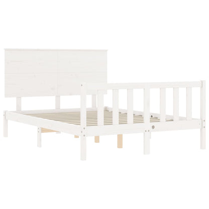 Estrutura de cama com cabeceira 120x200cm madeira maciça branco