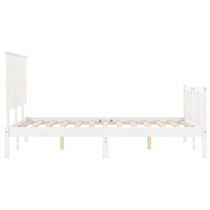 Estrutura de cama com cabeceira 120x200cm madeira maciça branco