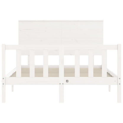 Estrutura de cama com cabeceira 140x200cm madeira maciça branco