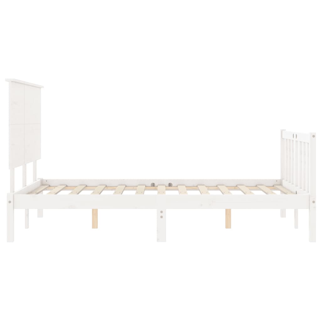 Estrutura de cama com cabeceira 140x200cm madeira maciça branco