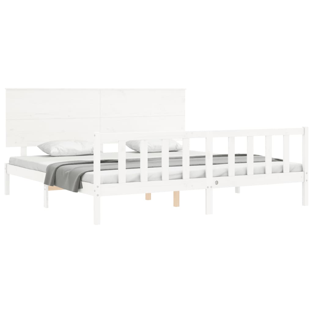 Estrutura cama Super King Size c/ cabeceira madeira branco