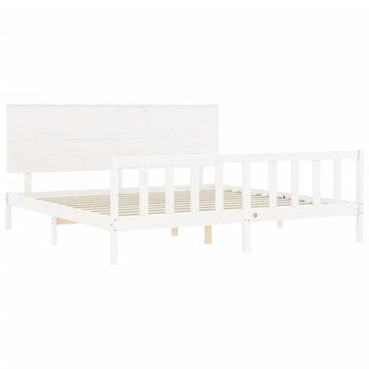 Estrutura cama Super King Size c/ cabeceira madeira branco