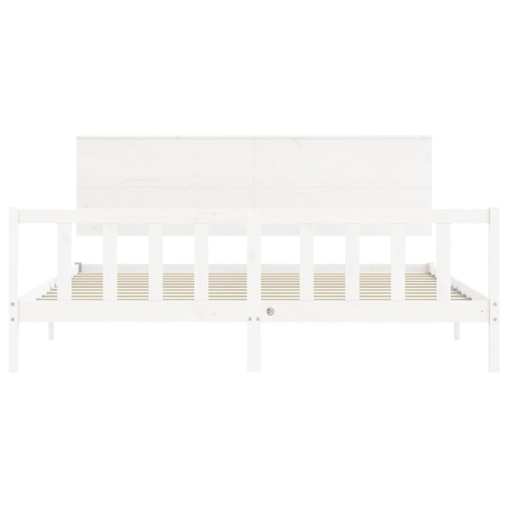 Estrutura cama Super King Size c/ cabeceira madeira branco