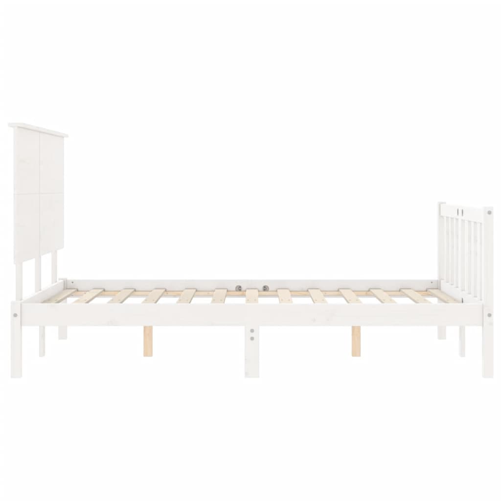 Estrutura de cama com cabeceira 200x200cm madeira maciça branco