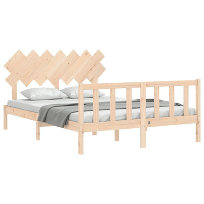 Estrutura de cama com cabeceira 140x190 cm madeira maciça