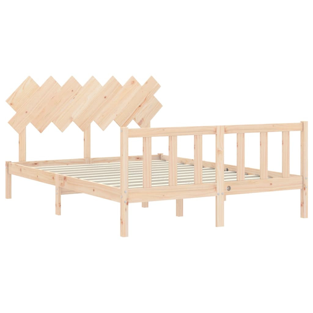 Estrutura de cama com cabeceira 140x190 cm madeira maciça