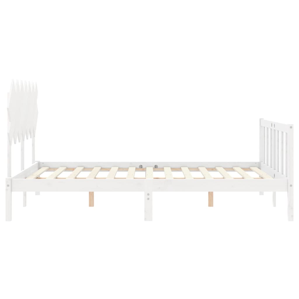 Estrutura de cama com cabeceira 140x190cm madeira maciça branco