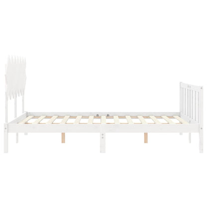 Estrutura de cama com cabeceira 140x190cm madeira maciça branco