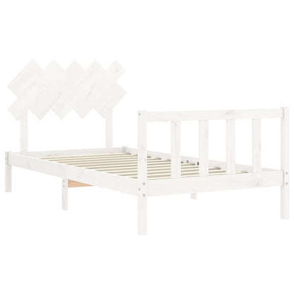 Estrutura de cama com cabeceira 100x200cm madeira maciça branco