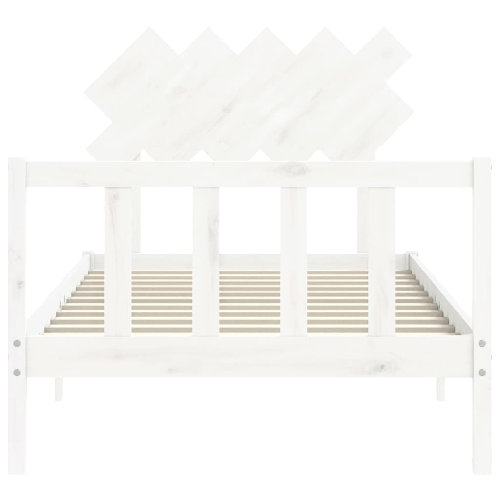 Estrutura de cama com cabeceira 100x200cm madeira maciça branco