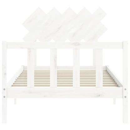 Estrutura de cama com cabeceira 100x200cm madeira maciça branco