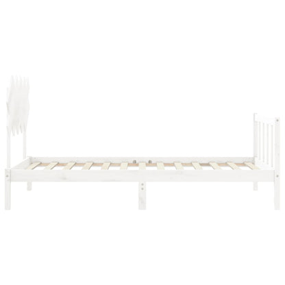 Estrutura de cama com cabeceira 100x200cm madeira maciça branco