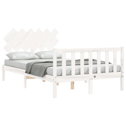 Estrutura de cama com cabeceira 120x200cm madeira maciça branco