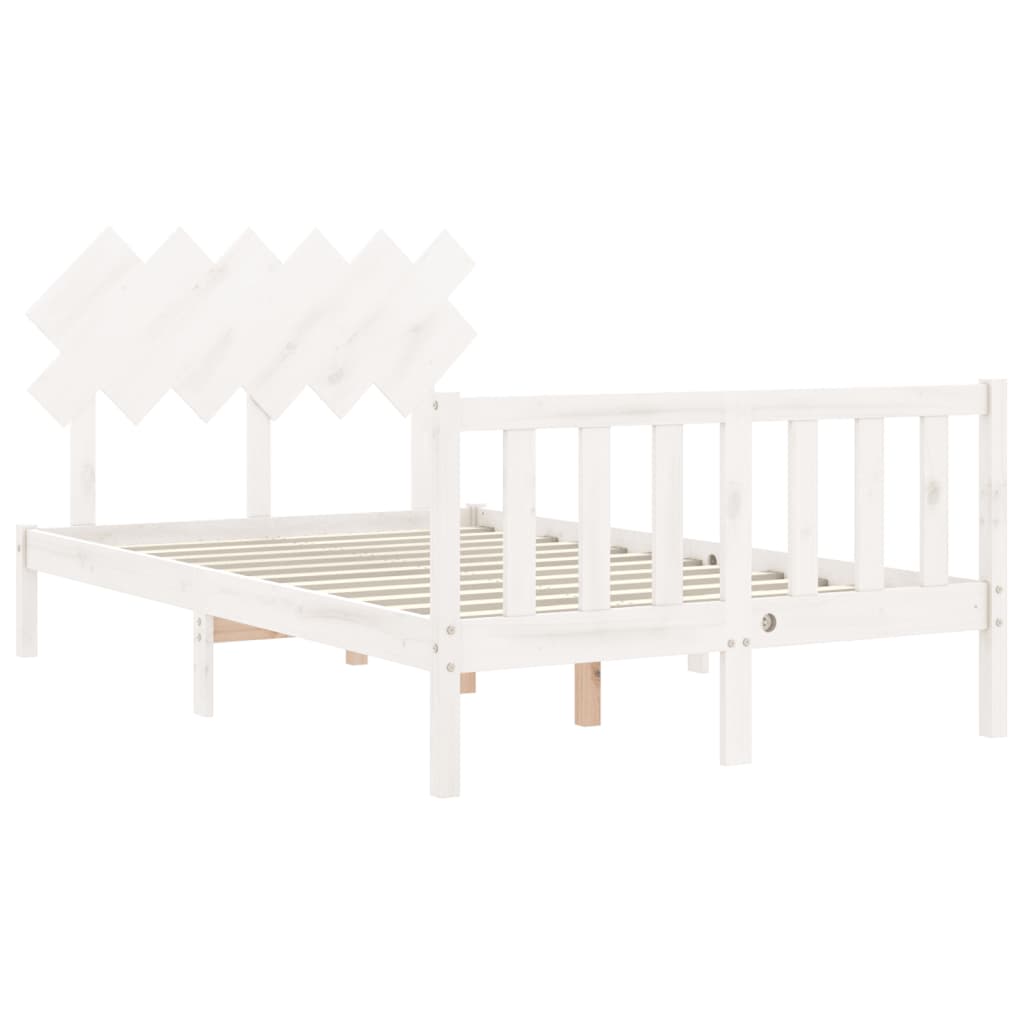 Estrutura de cama com cabeceira 120x200cm madeira maciça branco