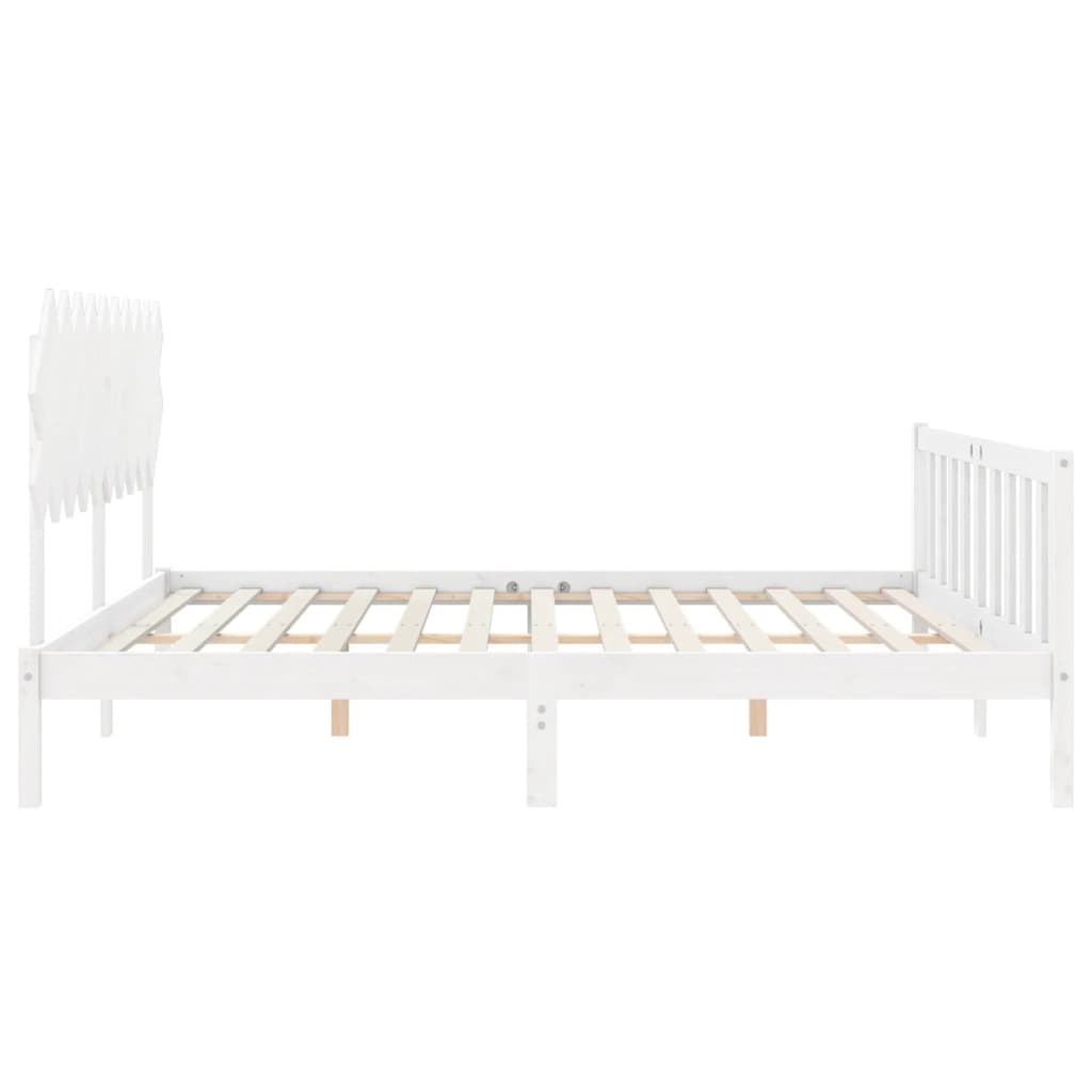 Estrutura de cama com cabeceira 120x200cm madeira maciça branco