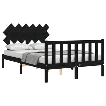 Estrutura de cama com cabeceira 120x200cm madeira maciçao preto