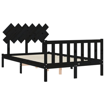 Estrutura de cama com cabeceira 120x200cm madeira maciçao preto