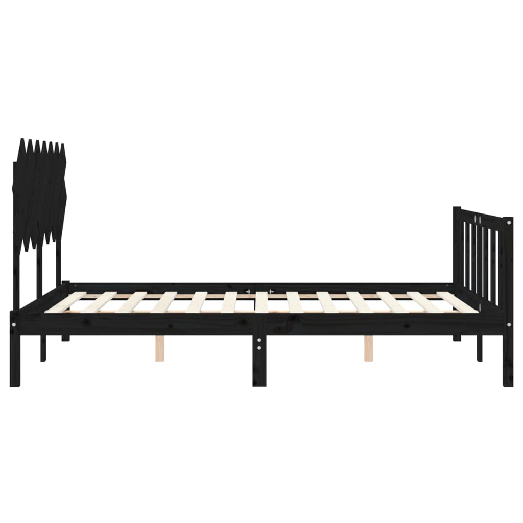 Estrutura de cama com cabeceira 140x200 cm madeira maciça preto