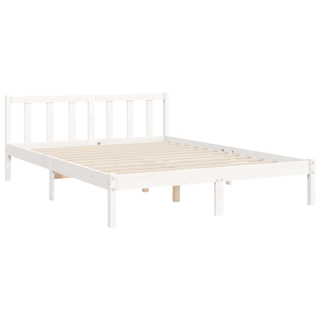 Estrutura de cama King Size com cabeceira madeira maciça branco