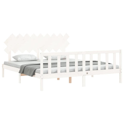 Estrutura cama Super King Size c/ cabeceira madeira branco