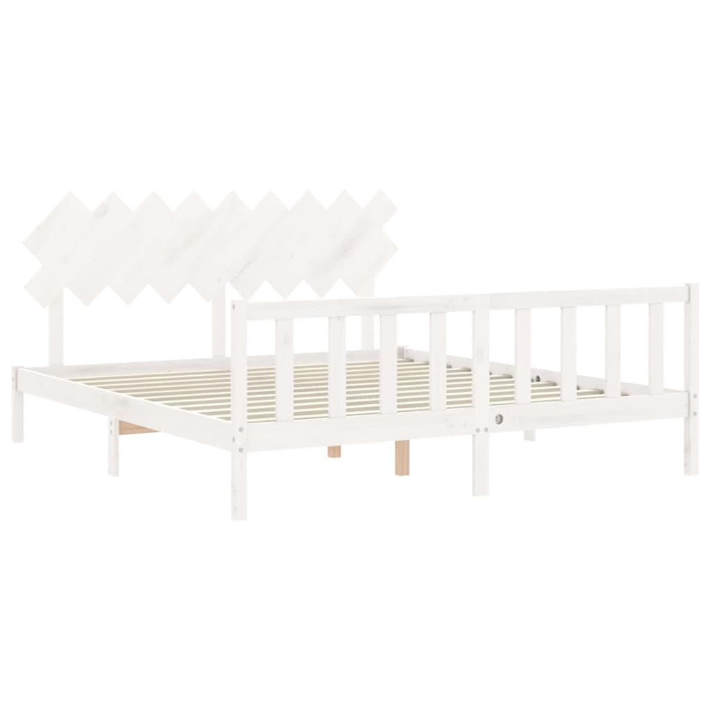 Estrutura cama Super King Size c/ cabeceira madeira branco