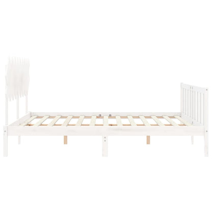 Estrutura cama Super King Size c/ cabeceira madeira branco