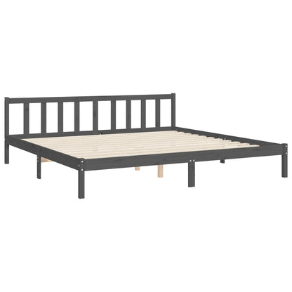 Estrutura de cama com cabeceira 200x200 cm madeira maciça cinza