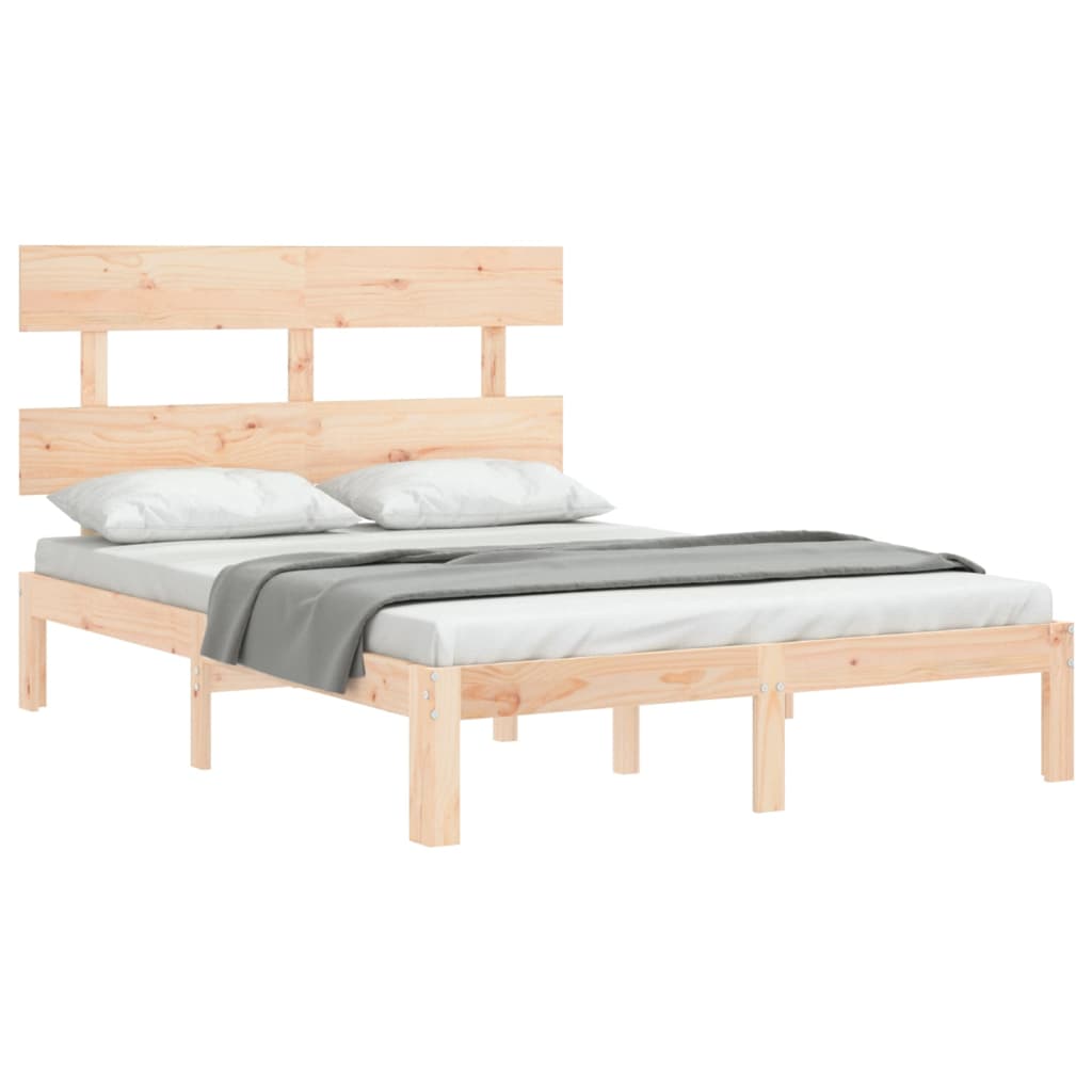 Estrutura de cama com cabeceira 140x190 cm madeira maciça