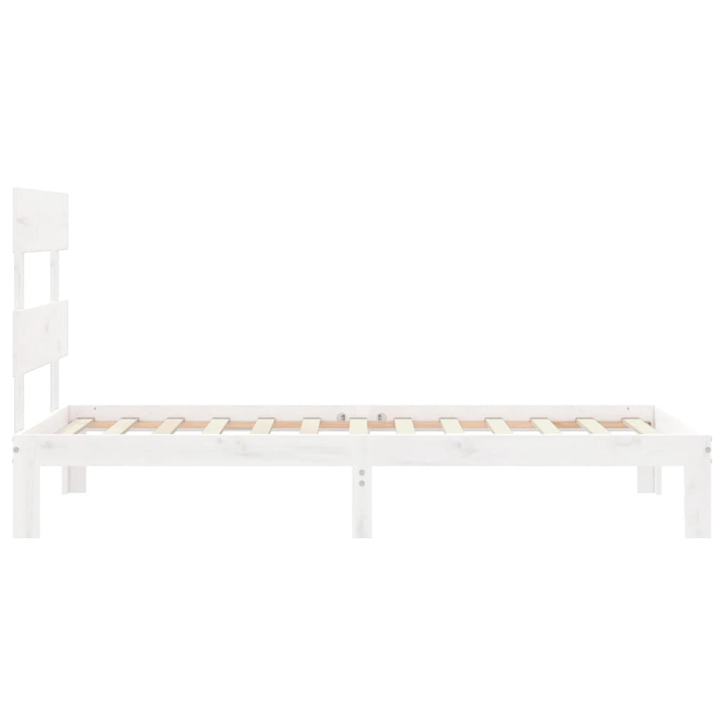 Estrutura de cama com cabeceira 100x200cm madeira maciça branco