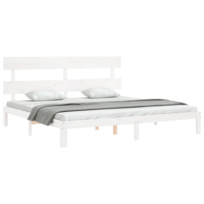 Estrutura cama Super King Size c/ cabeceira madeira branco