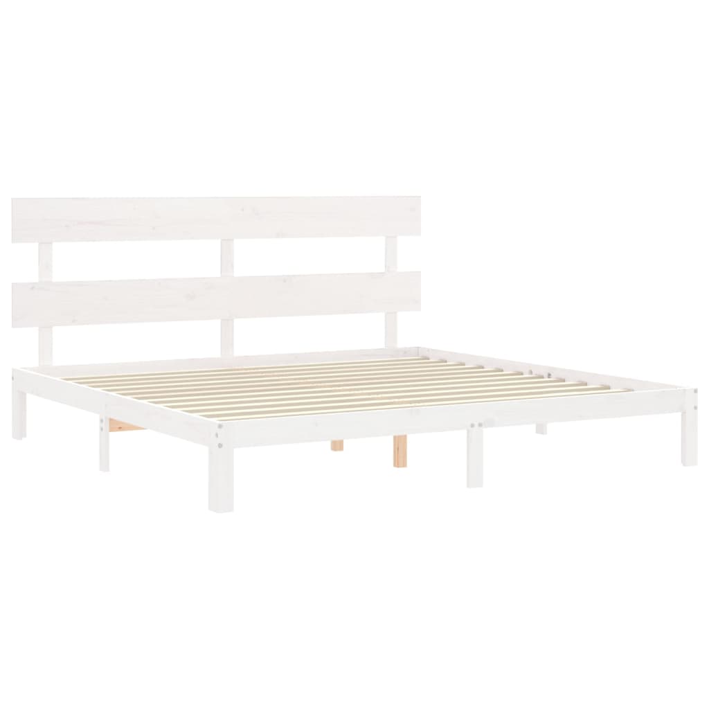 Estrutura cama Super King Size c/ cabeceira madeira branco