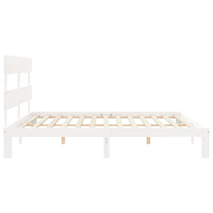 Estrutura cama Super King Size c/ cabeceira madeira branco