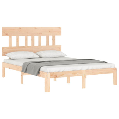 Estrutura de cama com cabeceira 140x190 cm madeira maciça